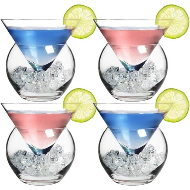 LEMONSODA Stemless Martini Glasses with Chiller Elegant Cocktail
