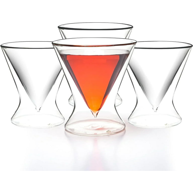 LEMONSODA Stemless Martini Glasses - Double Walled Design - Drink Suspended  in Air - 8 oz - Set of 4 