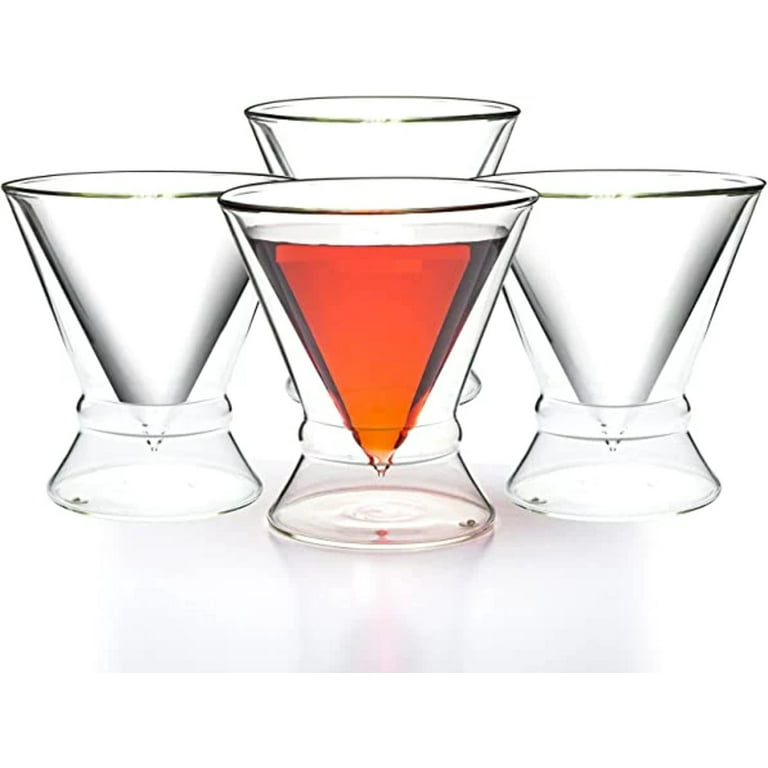LEMONSODA Stemless Martini Glasses - Double Walled Design with