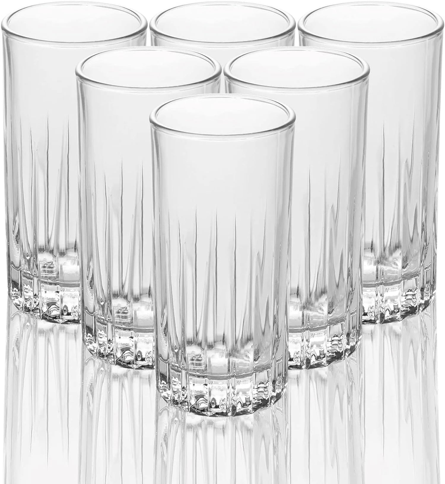 LEMONSODA Tom Collins Glasses Set of 6 (Traze Tom Collins) Crystal Cut  Collins Glass Holds 350 ML/ 11.5 Oz Elegant Crystal Clear Glass Set