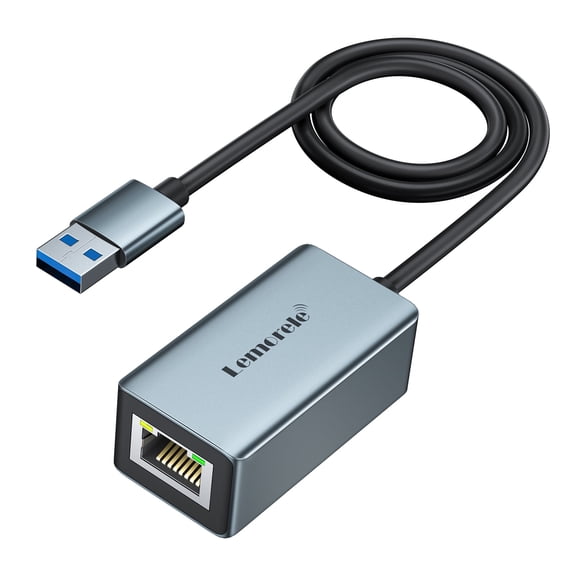 LEMORELE USB-A to Gigabit Ethernet Adapter, Aluminum USB-A to RJ45 LAN Network Converter, Wired Networking for Laptops, Gaming, Streaming, Office