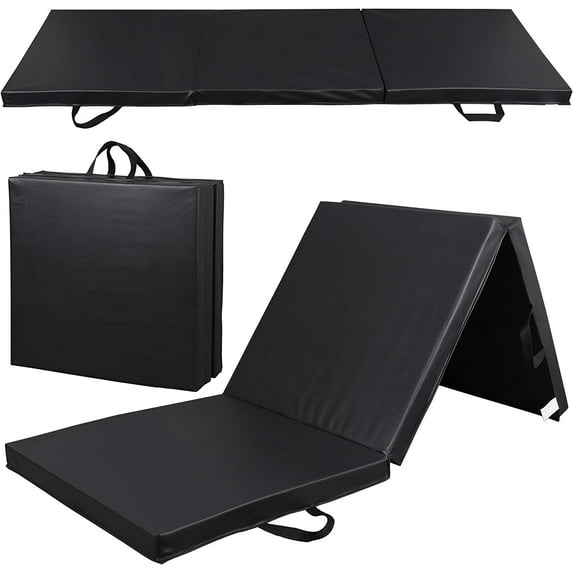 LEMY 6' Tri-Fold Folding Thick Exercise Mat with Carry Handles - Perfect for Yoga, Pilates, Stretching, Gymnastics and Core Workouts