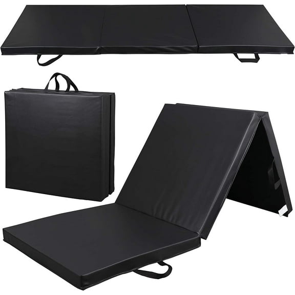 LEMY 6' Tri-Fold Folding Thick Exercise Mat with Carry Handles - Perfect for Yoga, Pilates, Stretching, Gymnastics and Core Workouts