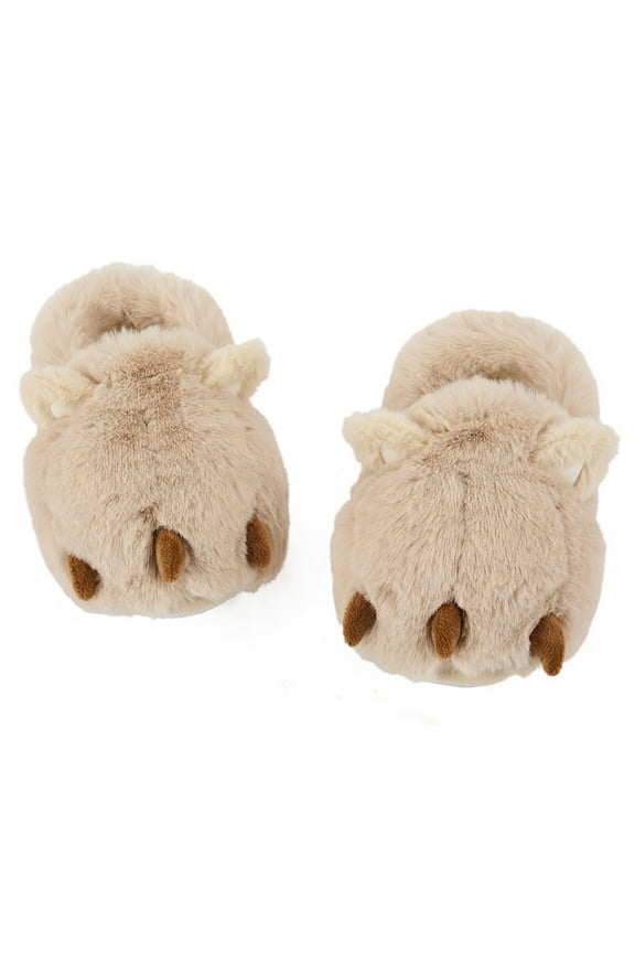 Cute Animal Slippers for Women Warm Furry Bear Paw Funny House Shoes with Non-skid Bottoms