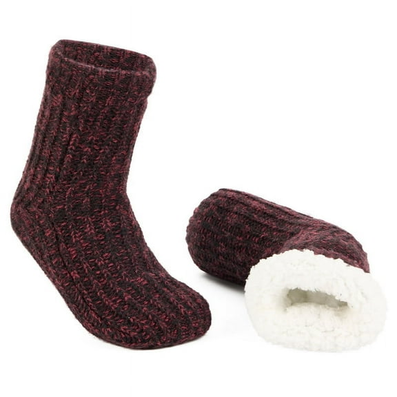 LEMZONE Men's Warm Cozy Slipper Socks Non Slip Winter Fuzzy Fleece-lined Grip Sock