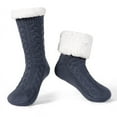 thumbnail image 1 of LEMZONE Men's Warm Cozy Slipper Socks Non Slip Winter Fuzzy Fleece-lined Grip Sock, 1 of 5