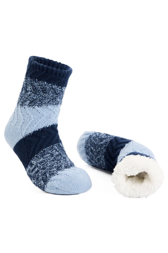 Men's Warm Cozy Slipper Socks Non Slip Winter Fuzzy Fleece-lined Grip Sock