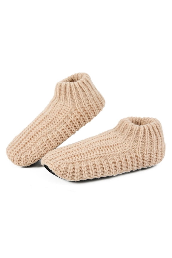 Men's Warm Slipper Socks Non Slip Winter Cozy Indoor Soft Sole Knitted House Shoes with Sherpa Lining
