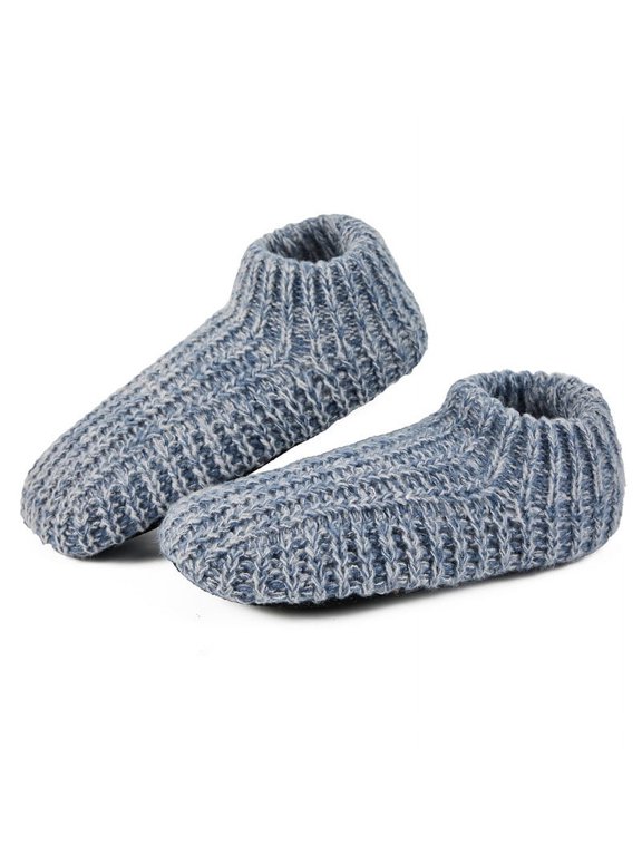 Men's Warm Slipper Socks Non Slip Winter Cozy Indoor Soft Sole Knitted House Shoes with Sherpa Lining