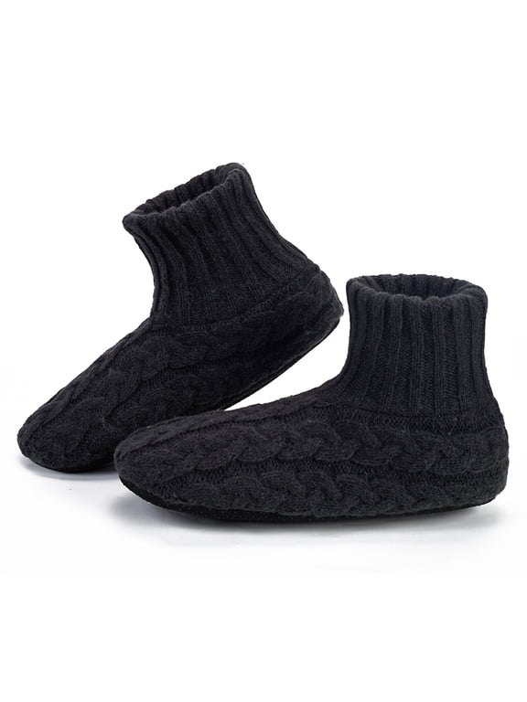 Mens Fuzzy Slipper Socks with Grippers Winter Warm Sherpa Lined House Shoes