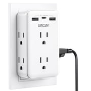 LENCENT 2 to 3 Prong Outlet Adapter,2 Prong Outlet Extender with 6 AC Compact Adapter for Non-Grounded Outlets in Old Houses