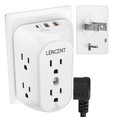 thumbnail image 1 of LENCENT 2 Prong Multi plug outlet extender,3 to 2 Prong wall Outlet Adapter PD20W &2 USB,Surge Protector with Polarized Plug Non-Grounded for house, 1 of 7