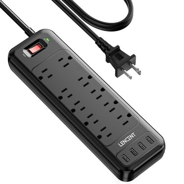 LENCENT Power Strip Surge Protector 2 Prong Extension Cords for Indoor 6ft, 2 to 3 Prong outlet plug Adapter,10 Outlets & 4 USB Ports, Wall Mountable, Ideal for Non-Grounded Outlets