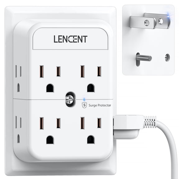 LENCENT 2 to 3 Prong Outlet Adapter,Wall multi outlet Extender,Plug Splitter Tap for Non-Grounded with 8 Outlets in Old House Hotel Dorm