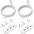 thumbnail image 1 of LENCENT 3 prong Power Strip with 3 Outlet 3 USB Charging Ports (17W/ 3.4A) 2 PC, 6.7ft Braided Extension Cord for indoor,Desktop & Wall Mountable, 1 of 7