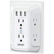 LENCENT 6 Plug Outlet Extender with 3 USB Ports, Surge Protector Power Strip, Multi Plugs Outlet Adapters, Fast Charging USB Wall Charger