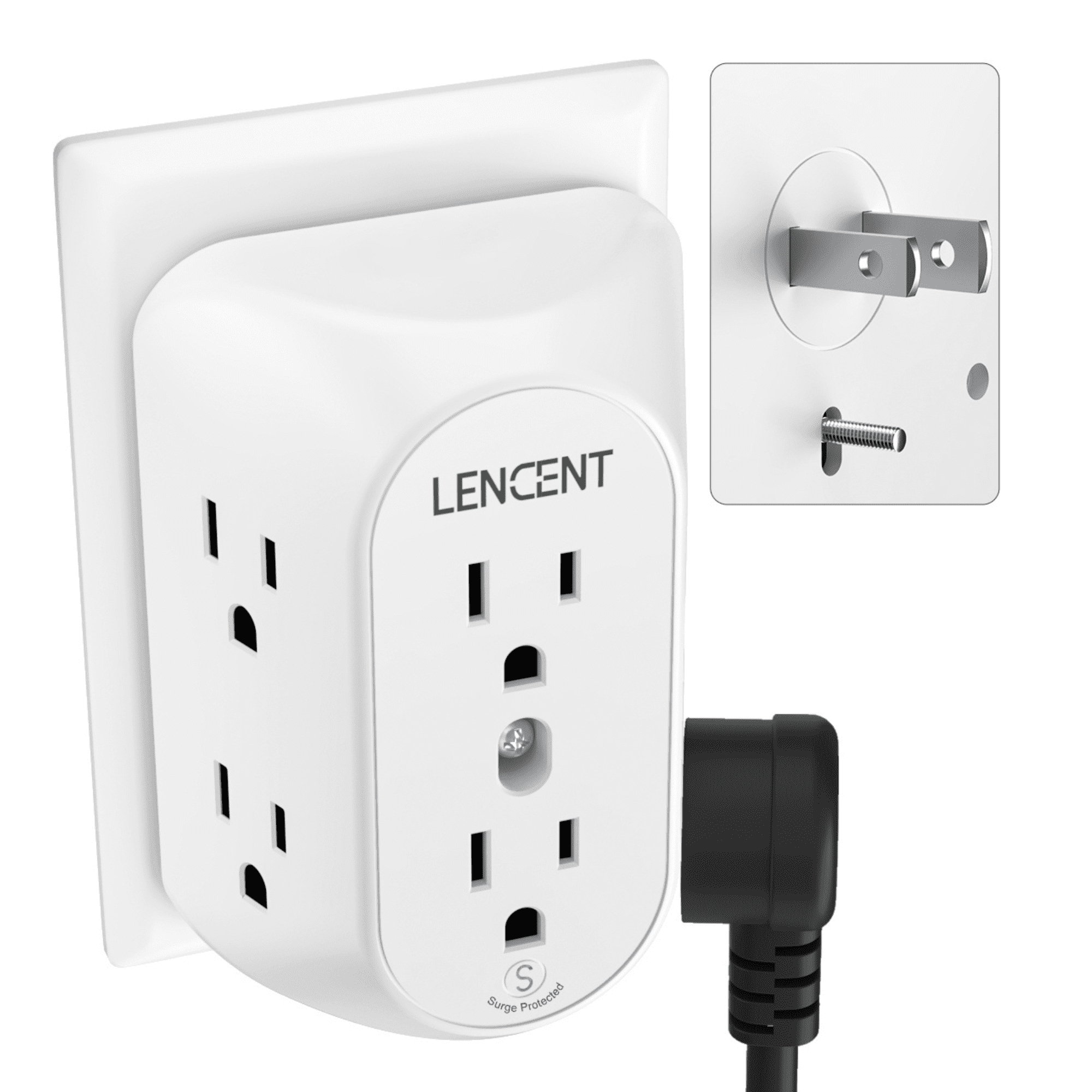 White 6-Outlet Surge Protector Power Strip with Grounding