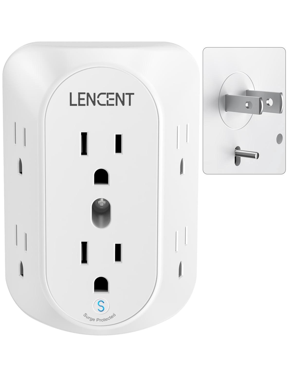 LENCENT 2 Prong Surge Protector Power Strip,2 Prong to 3 Prong Grounding Outlet Adapter,Wall Tap for Non-Grounded Outlet Splitter