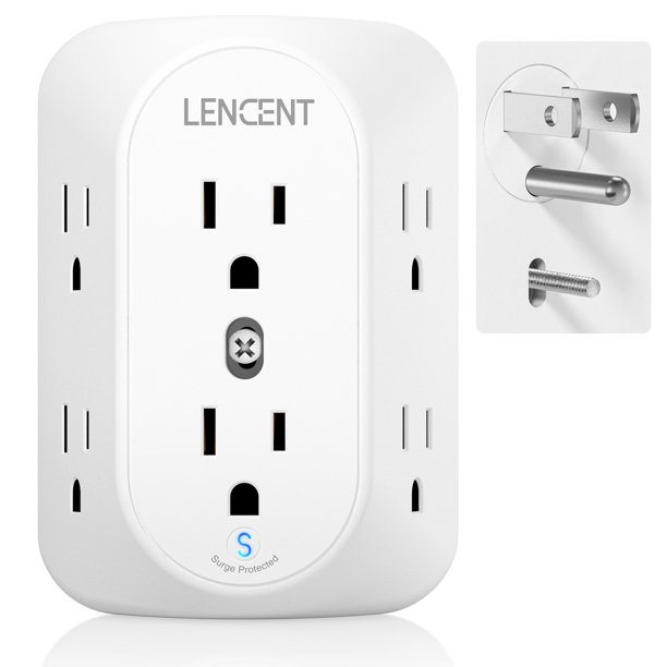 LENCENT Surge Protector Wall tap, 6 Outlet Extender and Smart Socket