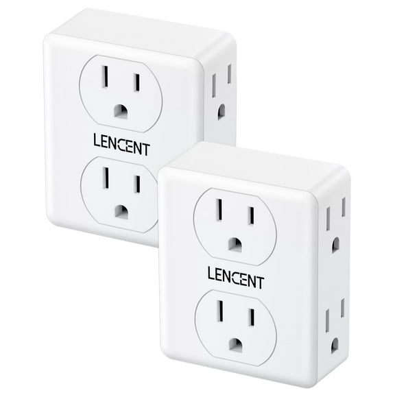 LENCENT Multi Wall Plug Outlet Extender,2 to 3 Prong Outlet Adapter 2 Pack,6 Way outlet Multiple Plugs Outlets Splitter,3-Sided Power Strip,Non-Grounded for Home Office Wall Tap Electrical Outlet