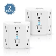 LENCENT Multi Plug 6 Outlet Extender, 2 Pack Surge Protector Wall tap, Power Strip 3-Side Widely Spaced Adapter Multiple Charger Expander for Home 2 PACK