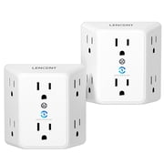 LENCENT Multi Plug 6 Outlet Extender, 2 Pack Surge Protector Wall tap, Power Strip 3-Side Widely Spaced Adapter Multiple Charger Expander for Home 2 PACK