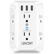 LENCENT Usb Outlet Extender, Multi plug outlet adapter wall Surge Protector 6 AC&3 USB Wall power expander Charger for HOME