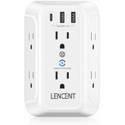 LENCENT Surge Protector Outlet Adapter, 6-Way Power Strip & 3 USB 1 USB-C, Multi Plug Wall Outlet Extender for Home