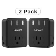 LENCENT usb plug outlet adapter in wall charger,2 to 3 Prong adapter Wall Outlet Extender with 3 USB ports, Multi power outlet splitter for home 2Pack