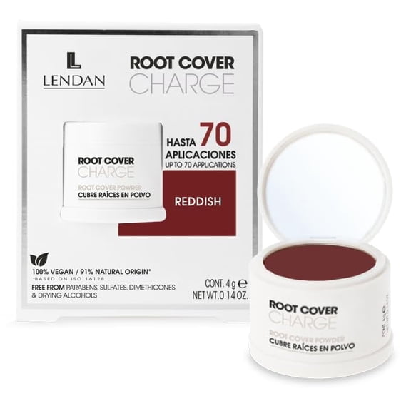 LENDAN - Root Cover Powder for Gray Hair - Root Cover Charge - 4 g - Reddish Color - Mineral Powder for Easy, Instant, and Natural Gray Coverage - Absorbs Oil or Sebum from the Root