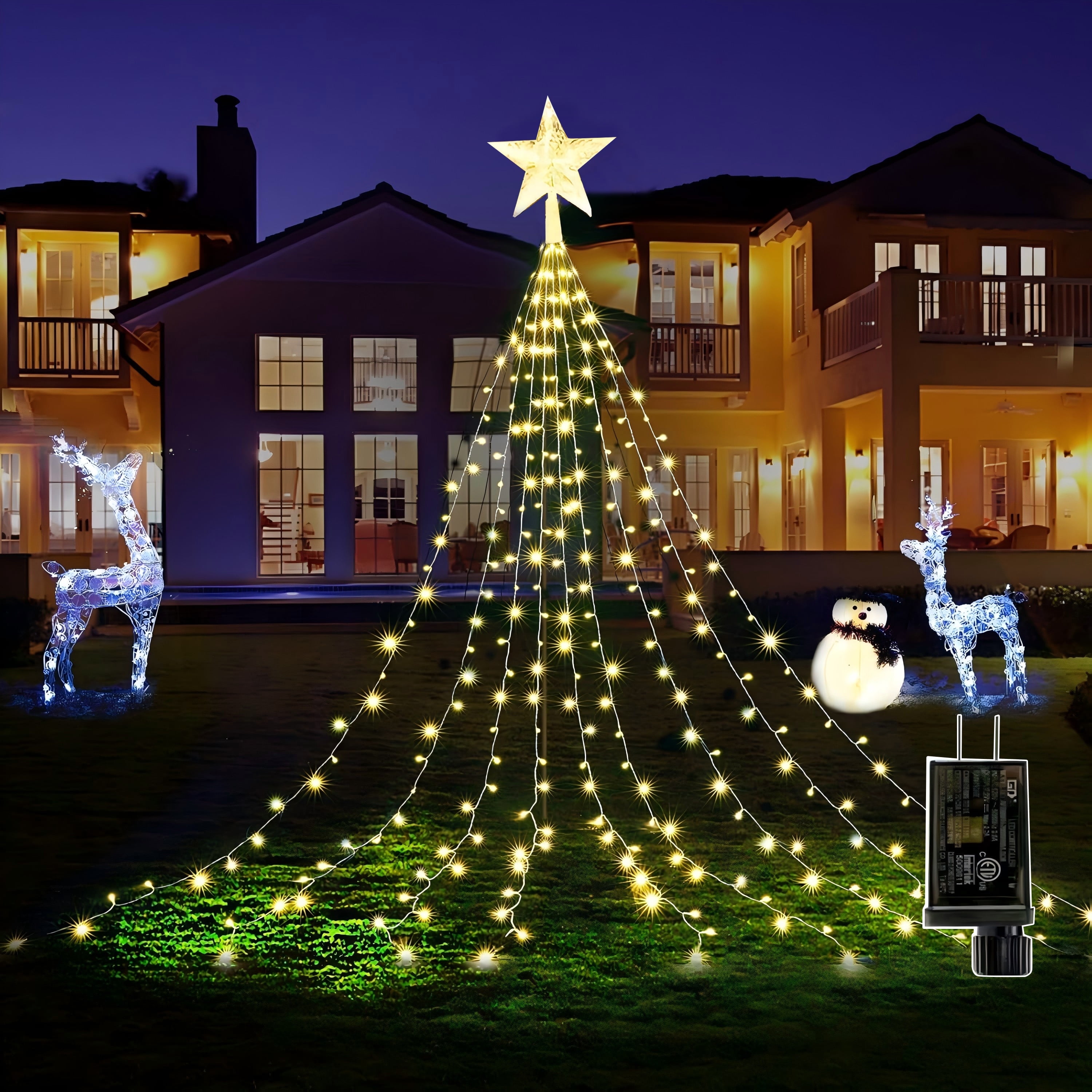 PMMIPNW Christmas Tree Lights Plug in 180LED, Christmas String Light ...