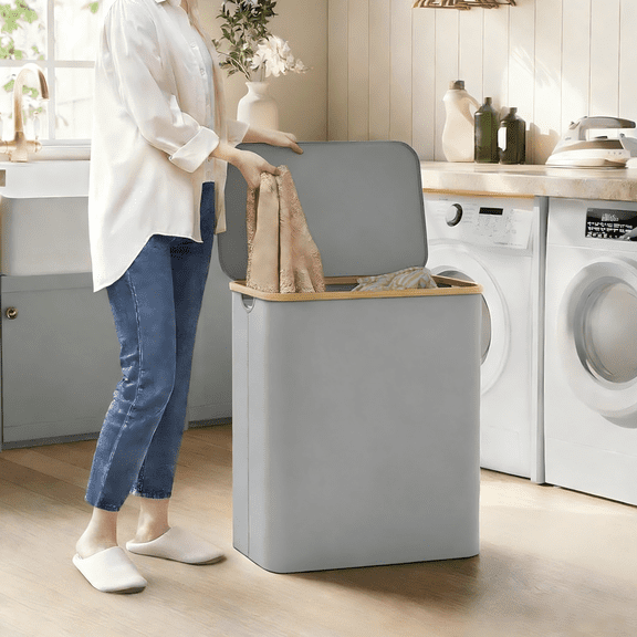 LENLN 150L Large Laundry Basket with Stand Foldable Waterproof Cover, Laundry Sorter, 3 Section Laundry Hamper , Suitable for Bedroom, Bathroom, Laundry Room