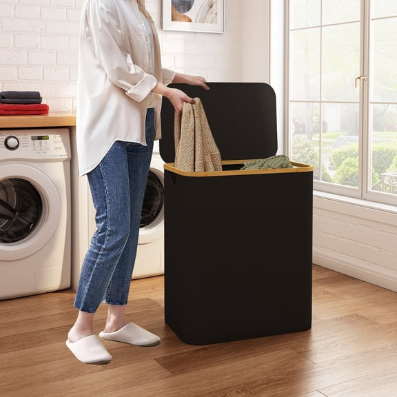 LENLN 150L Large Laundry Basket with Stand Foldable Waterproof Cover, Laundry Sorter, 3 Section Laundry Hamper , Suitable for Bedroom, Bathroom, Laundry Room