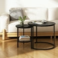 thumbnail image 1 of LENLN Coffee Table Nesting Round Table Set of 2 Side Table with Sturdy Metal Frame With Storage Shelf for Living Room Bedroom Apartment Modern Industrial Simple Nightstand, 1 of 6