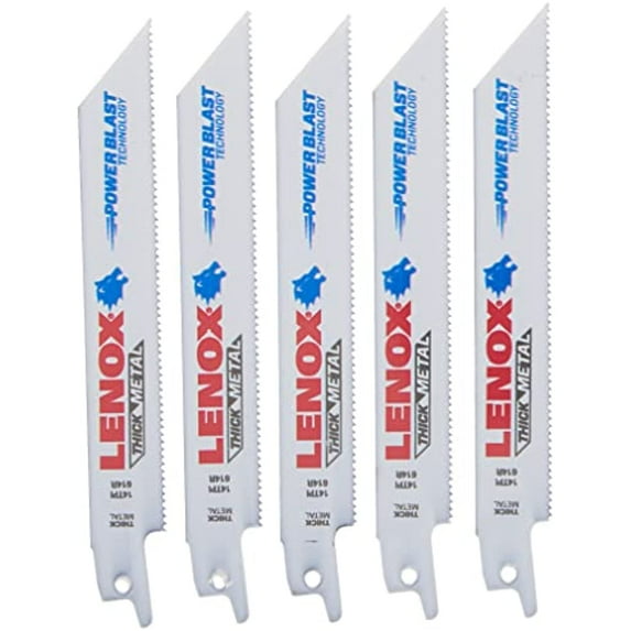 LENOX Reciprocating Saw Blades, Metal Cutting, 6-Inch, 14 TPI, 5-Pack (20564614R) Pack of 5 150mm 14tpi