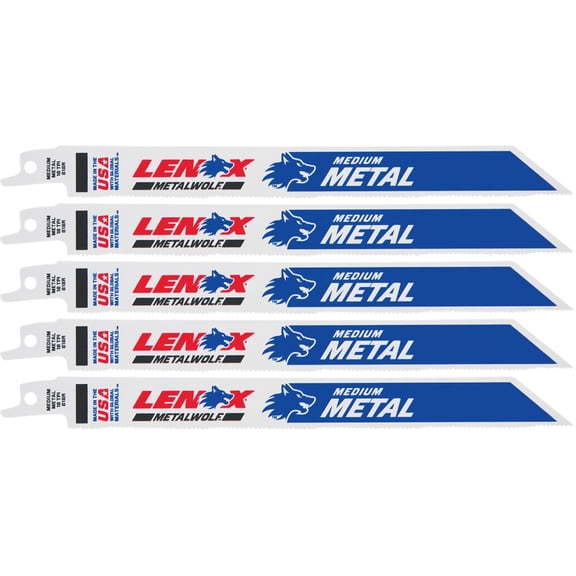 LENOX Tools Metal Cutting Reciprocating Saw Blade with Power Blast Technology, Bi-Metal, 8-inch, 18 TPI, 5/PK