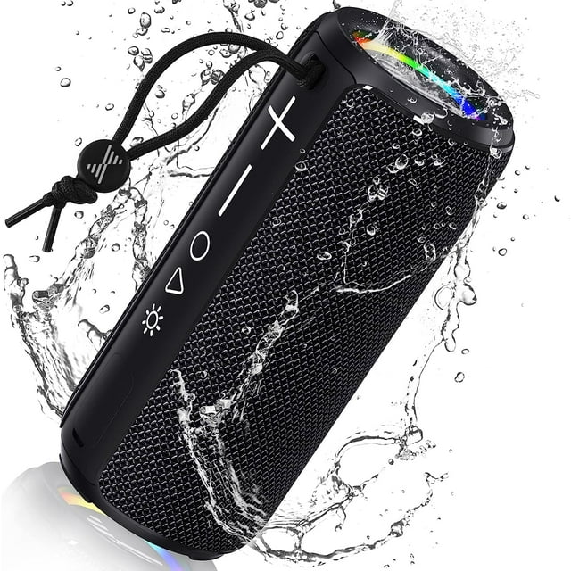 LENRUE Light Control Waterproof Outdoor Bluetooth Speaker, Hifi Stereo Sound, 24H Playtime
