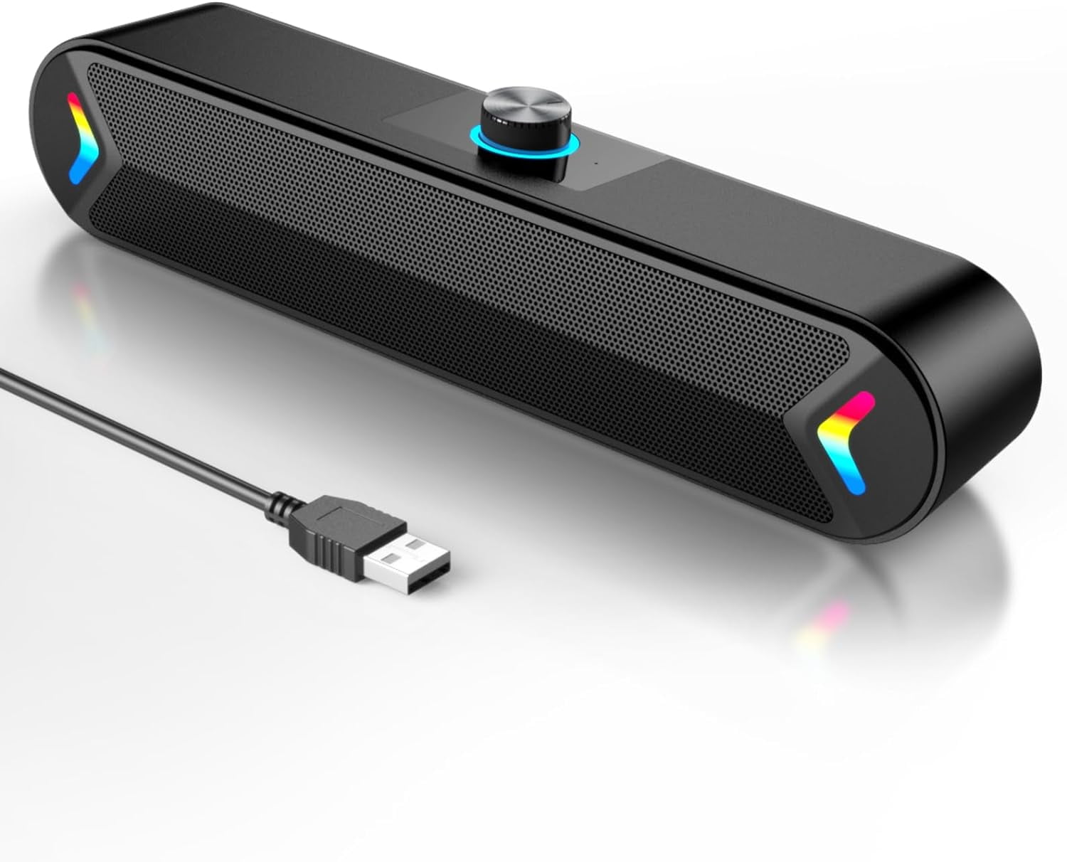 Sound Sensor Computer Lenrue Computer Speakers, 10W USB Soundbar for Desktop Monitor Laptop ...