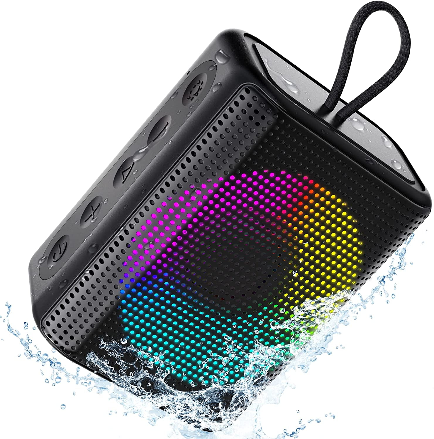 LENRUE F3 Waterproof Bluetooth Wireless Speaker with Colorful RGB Lights Enhanced Bass Built in Mic for Sports Pool Beach