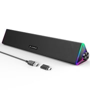 LENRUE PC Speakers,Computer Speakers with Single USB for Power and Stereo Sound,PC Soundbar with Touch Lighting,USB Gaming Speaker for Desktop,Laptop,Monitor USB-C Adapter Included