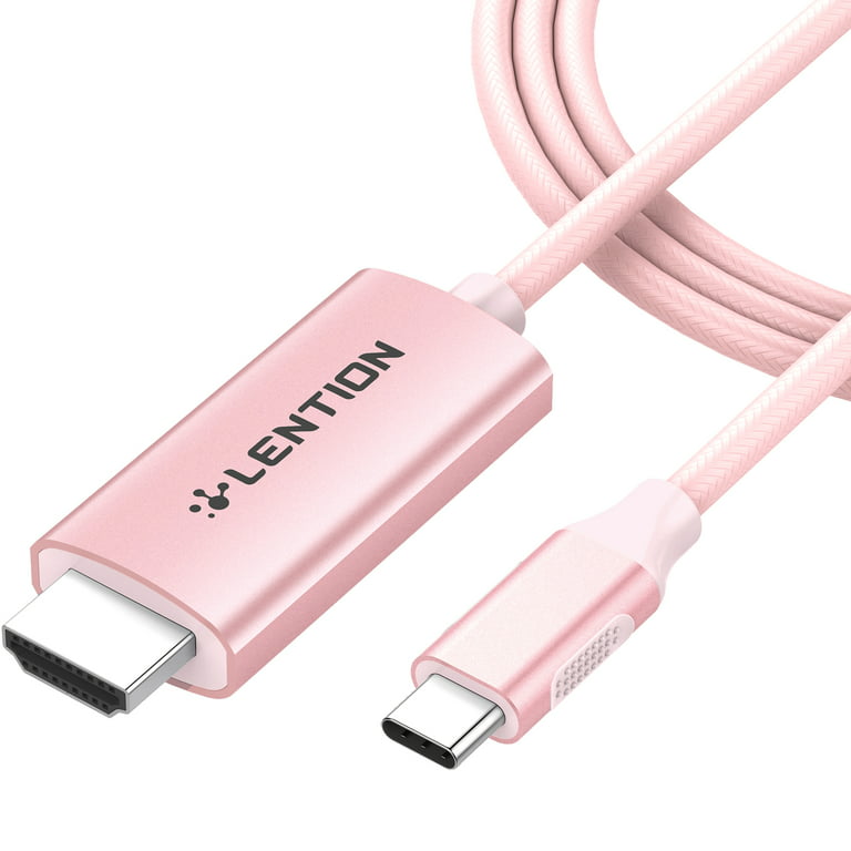 LENTION 6FT USB C to HDMI 2.0 Cable Adapter(4K/60Hz)Compatible 2023-2016  MacBook Pro,New iPad/Surface/Mac Air,Samsung(CU707-2M,Rose Gold) 