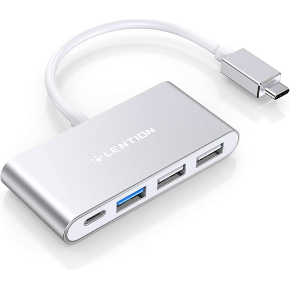 LENTION Multi-function 4-in-1 USB C Hub,USB to USB C Splitter with Type C Charging Adapter Compatible with MacBook Pro,New Mac Air/Surface, ChromeBook, More(C13)