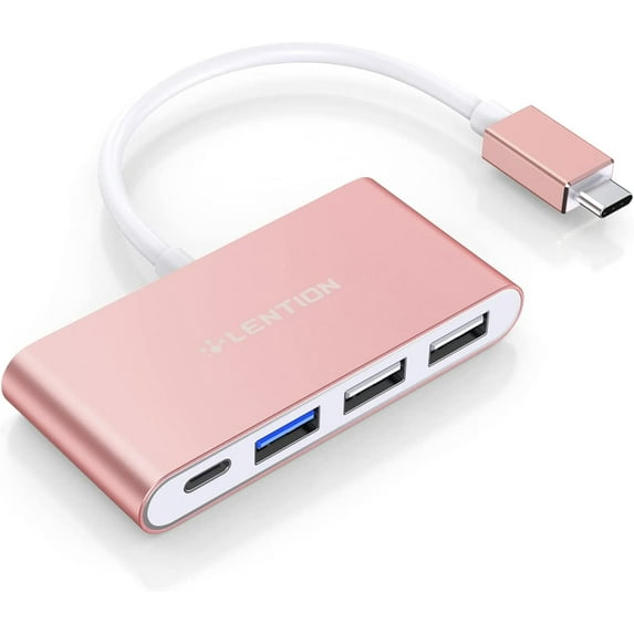 LENTION Multi-function 4-in-1 USB C Hub,USB to USB C Splitter with Type C Charging Adapter Compatible with MacBook Pro,New Mac Air/Surface, ChromeBook, More(C13)