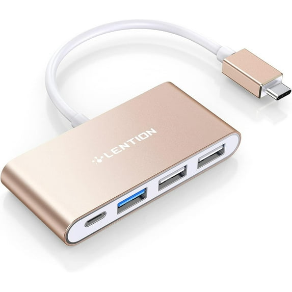 LENTION Multi-function 4-in-1 USB C Hub,USB to USB C Splitter with Type C Charging Adapter Compatible with MacBook Pro,New Mac Air/Surface, ChromeBook, More(C13)