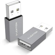 LENTION USB A Female to USB A Male Charger adapter Protector for Android-No Data Sync(2-Packs)(H2,Gray)
