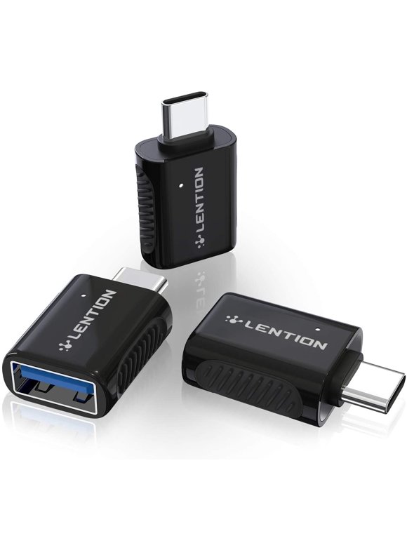 LENTION USB C to USB 3.0 Adapter(3 Pack),Type C Male to USB Female OTG Converter Cable Connector Compatible 2023-2016 MacBook Pro,New iPad Pro/Mac Air/Surface,Phone/Tablet(C3s-3,Black)