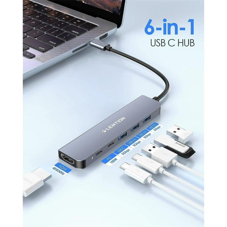 LENTION USB-C to USB 3.0 Hub with 4K HDMI