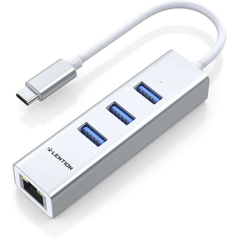 LENTION USB C Hub Ethernet Adapter,3-Port USB 3.0 Hub with RJ45 10/100/1000  Gigabit Ethernet Adapter Support 2023-2016 MacBook Pro,New Mac Air/iPad