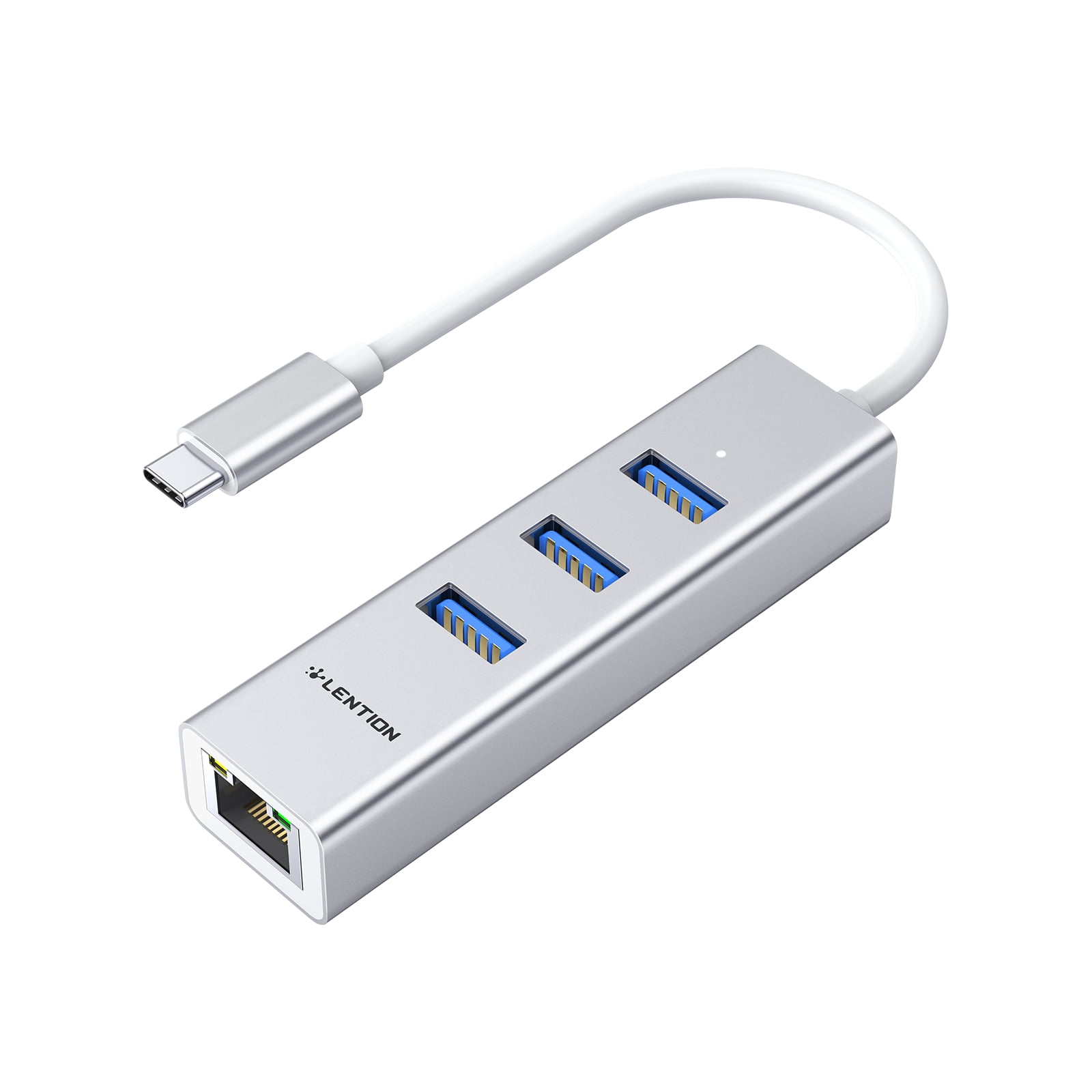 LENTION USB C Hub Adapter USB 3.0 Ports RJ45 Network Connector