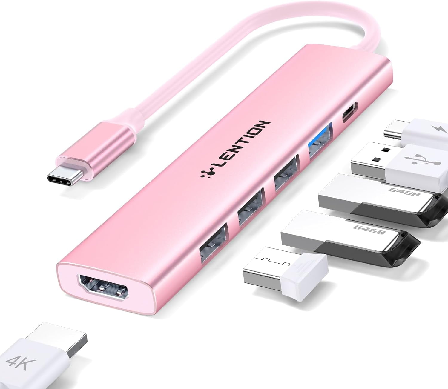 LENTION USB C Hub Multiport Adapter with 100W PD Charging 4K HDMI 4